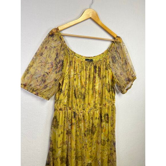 Candalite Woman’s yellow floral off the shoulder maxi dress 3X - Picture 2 of 6